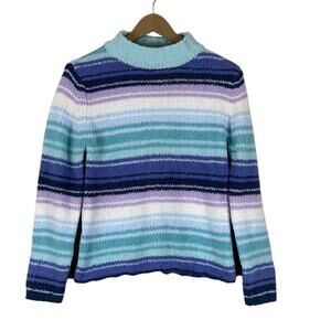 NWT Vintage Covington Sweater Womens L Purple Pastel Striped Chenille 90s Kawaii